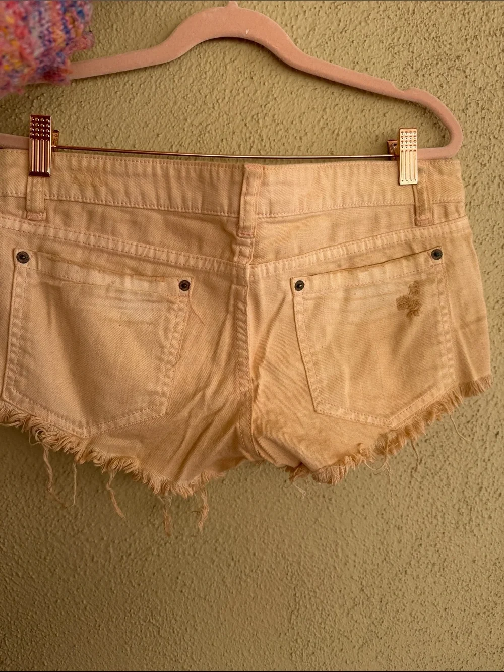 Peach Pink Lace-Up Distressed festival Denim Shorts - Picture 6 of 6